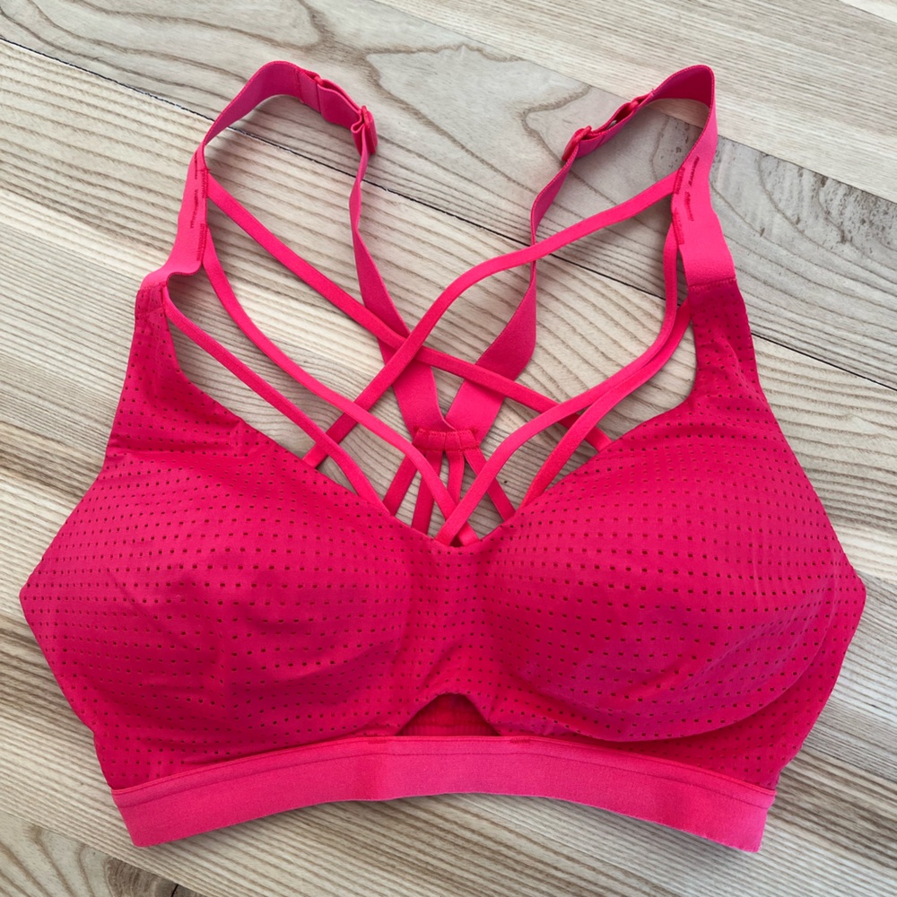 Victoria's Secret Hot Pink Strappy Perforated Sports Bra
